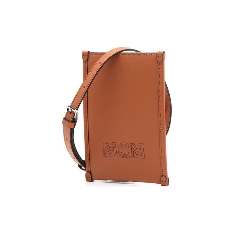 MCM Aren Letter Print Cowhide Unisex Couple Style mobile phone bag MXZDATA05CO001