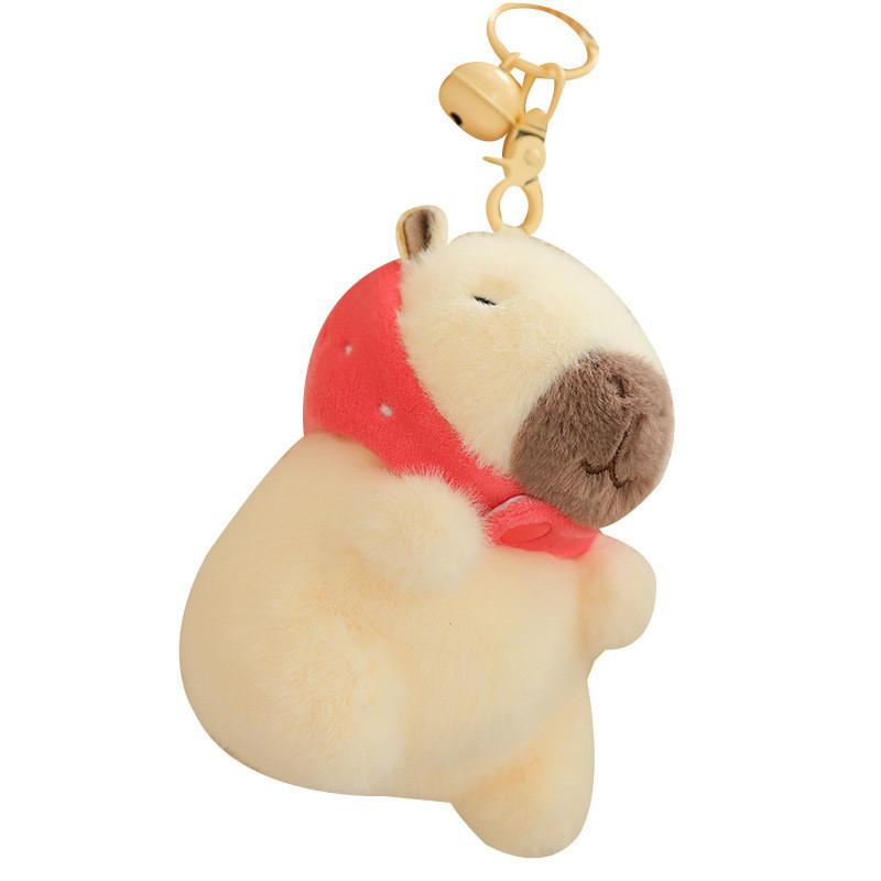 Strawberry Hat Persimmon Capybara Plush Pendant Keychain Backpack Decoration