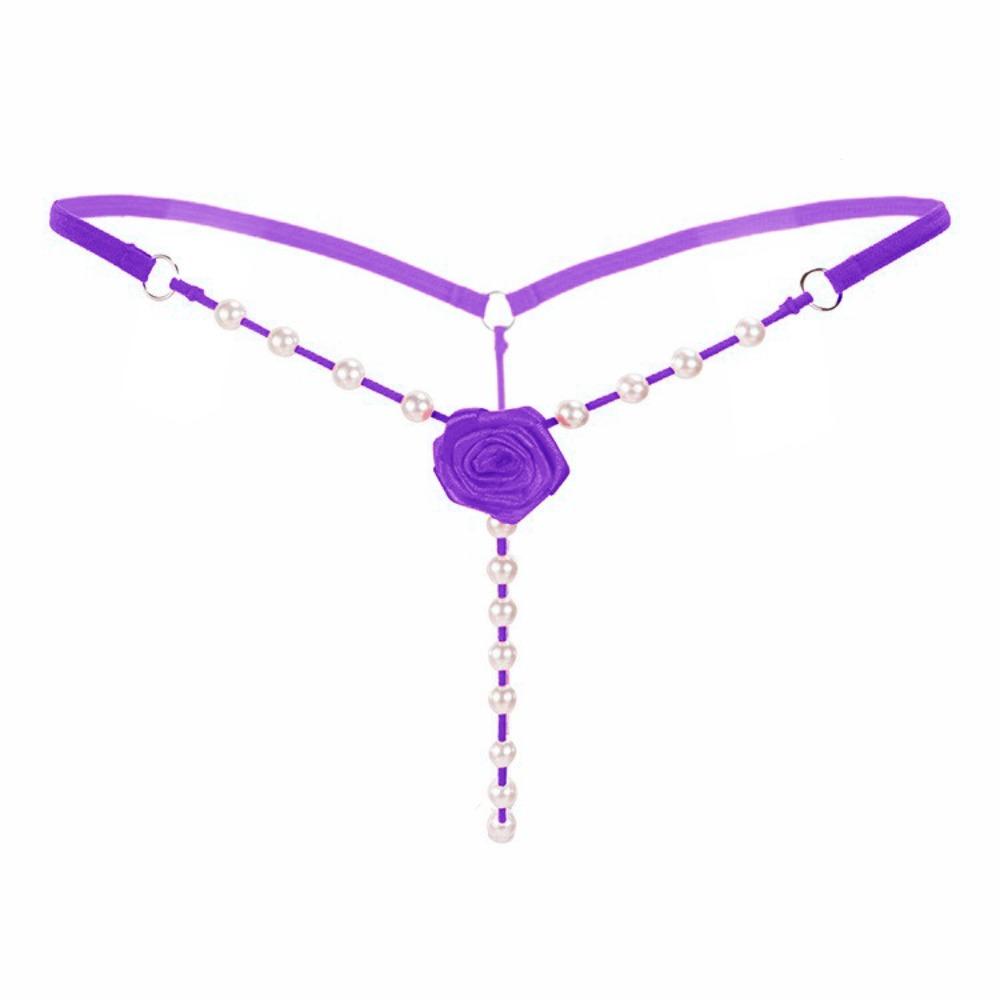Hollow-out Women's Thong Low-waist Sexy Briefs Exotic Pearl Underwear Gift