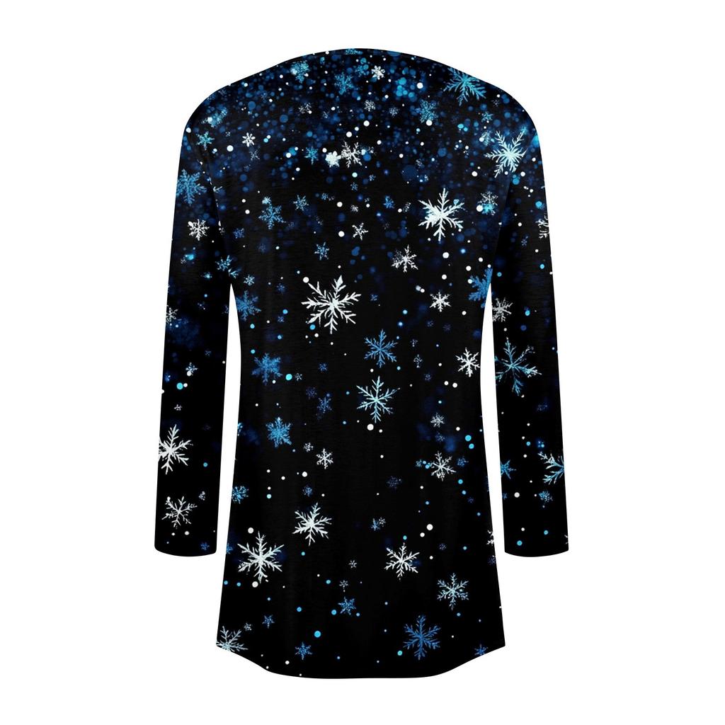 Женская модная рождественская куртка с принтом, повседневный кардиган с длинным рукавом, пальто