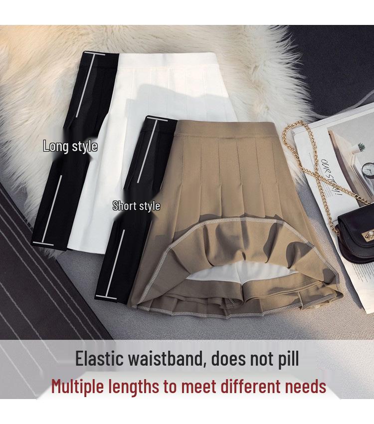 Новая женская плиссированная миди-юбка: Слимминг, Высокая талия, Дышащий, Эластичная талия, с карманами.