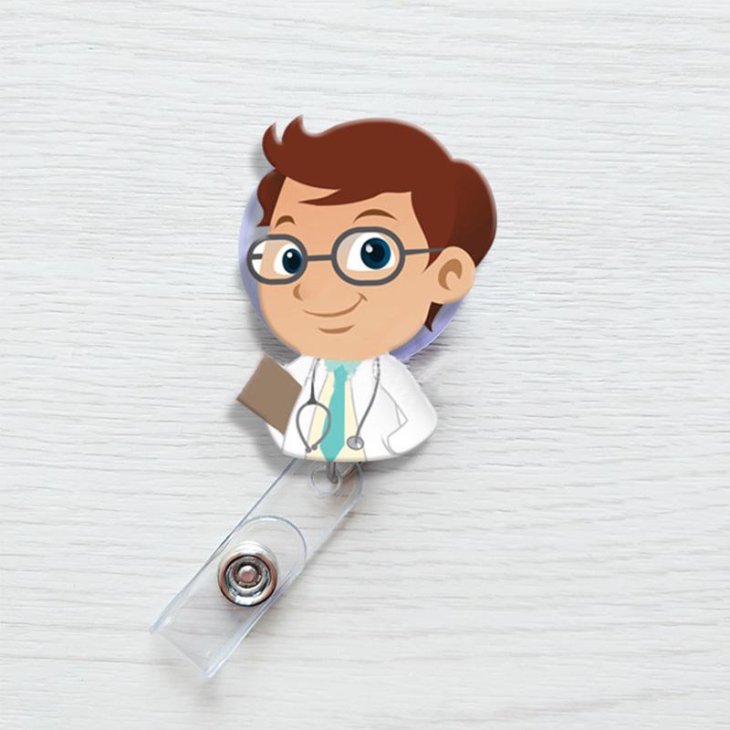 Модная идентификационная карточка с именем, выдвижная медсестра, врач, мультяшная кнопка, держатель для бейджа, школьные принадлежности, милый экспонат