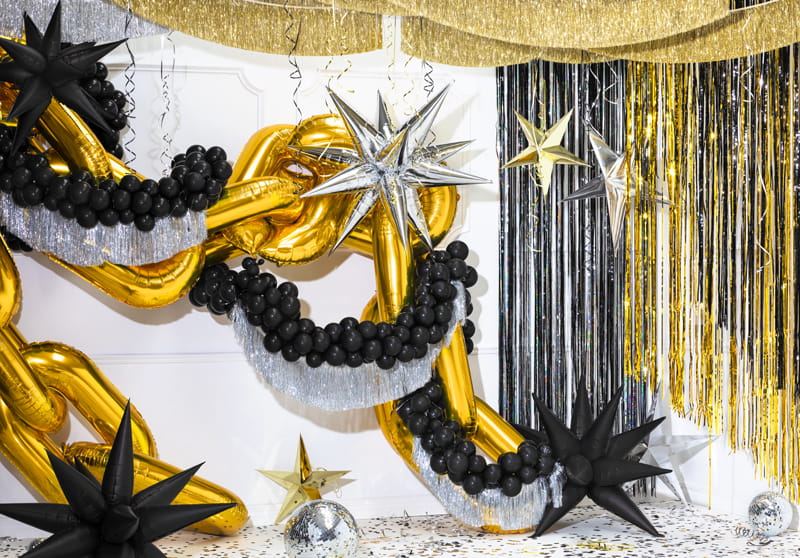 Partydeco Balon Foliowy Gwiazda 3D 70Cm Czarny