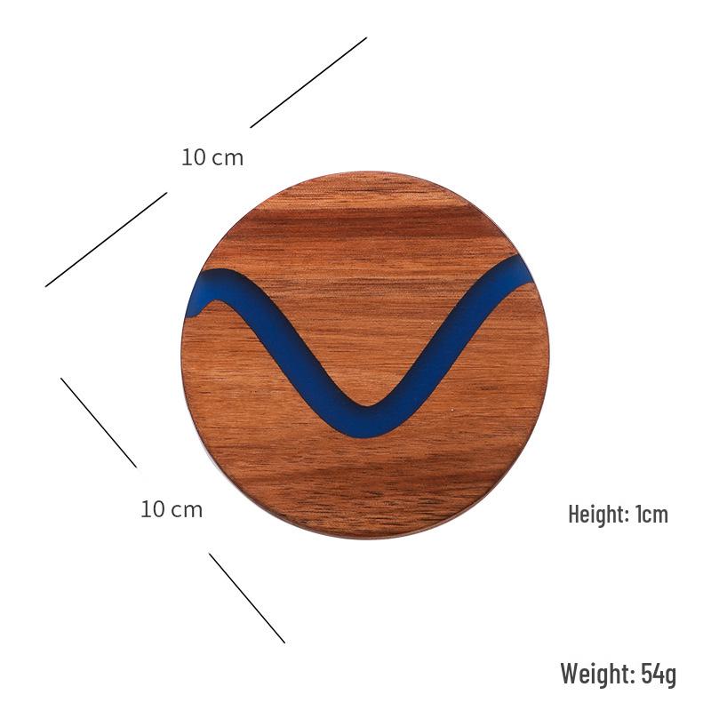 Acacia Wood Food Tray with Resin Marble Coaster - Perfect for Serving Tea, Bread, Fruit and Dinner