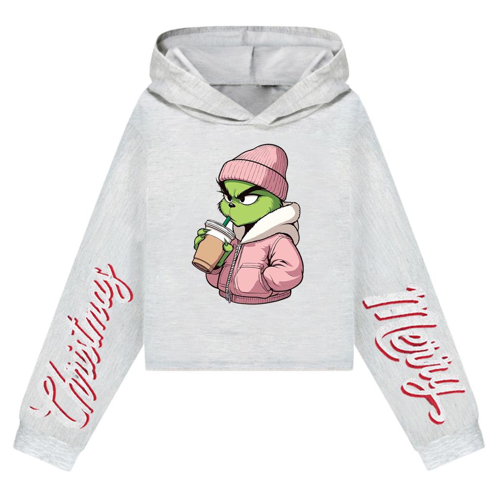 Kids' Casual Fashion Christmas Printed Long Sleeve Hooded Sweatshirt (No Drawstring)
