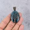 Tree Of Life Neon Blue Apatite Gemstone Pendant 999 Copper Wire Wrapped Jewelry, Handmade Antique Pendant Jewelry, Gift For Mother