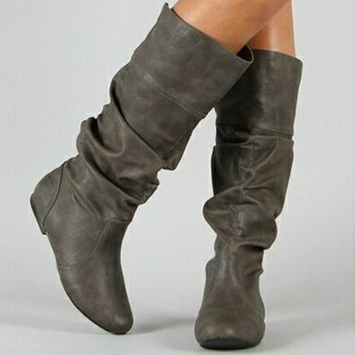 Трендовые длинные женские сапоги 2024 весна и осень ковбойские сапоги в западном стиле универсальный скошенный каблук однотонные простые женские сапоги