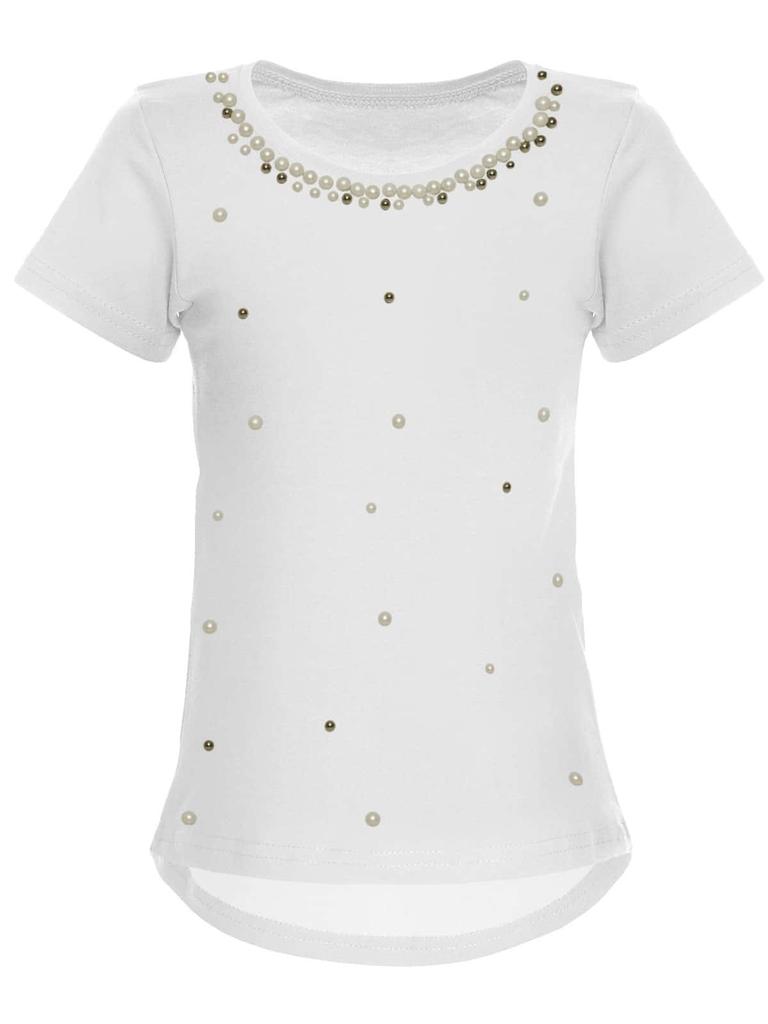 Girls T-shirt with Faux Pearls