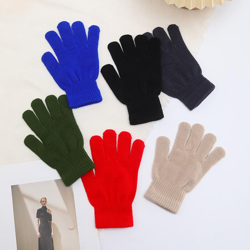 Winter Candy Color All-Match Warm Touch Screen Five-Finger Knitted Gloves Unisex