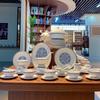 Фарфоровый столовый сервиз Jingdezhen Linglong Сине-белый, 32 предмета, на 8 персон