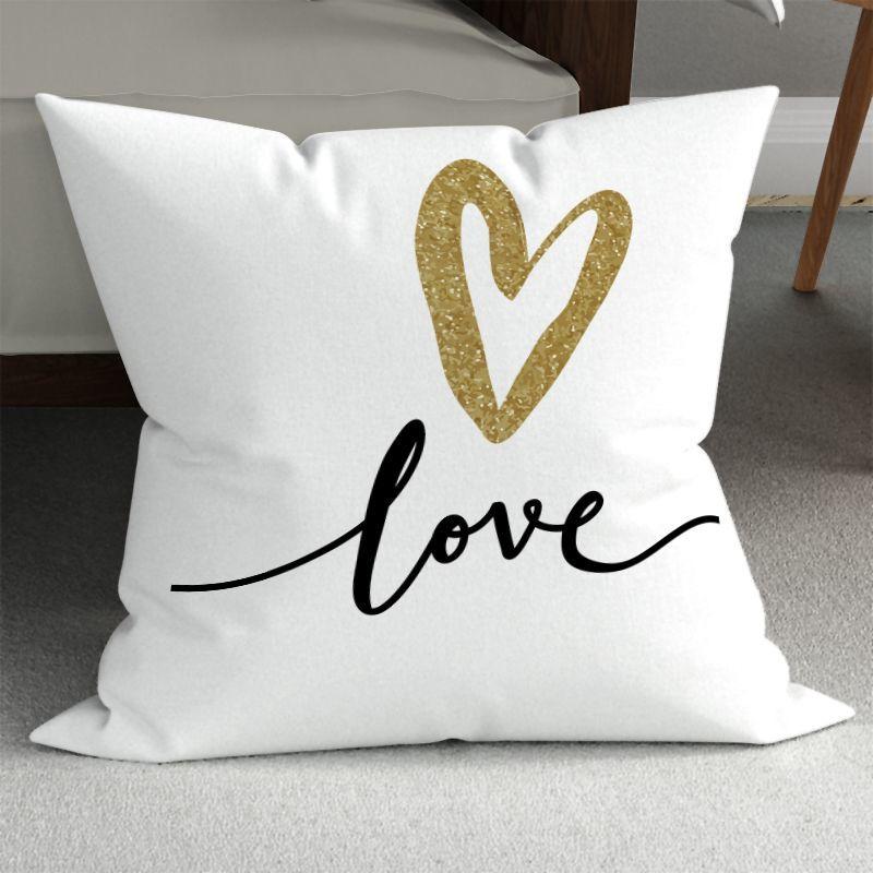Romantic Couple Wedding Decorative Sofa Pillows: Minimalist Double-Sided Printed Square Pillow Covers (Includes Pillow Insert)