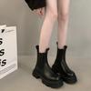 Черные универсальные ботинки Мартина на толстой платформе и каблуке женские 2025 новая летняя тонкая маленькая ретро увеличивающая рост короткая обувь
