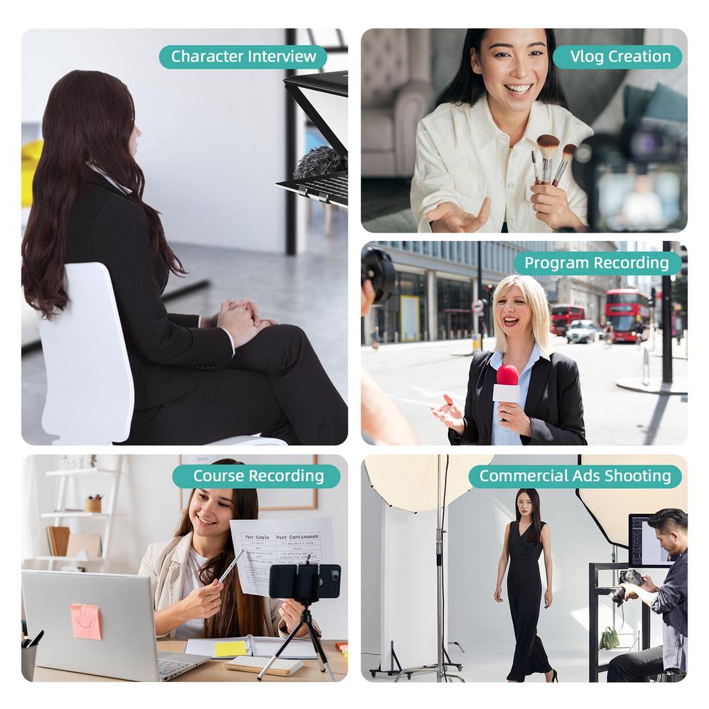 Портативный телесуфлер 14-дюймовый универсальный суфлер с двумя креплениями для холодной обуви и резьбовым отверстием 1/4 дюйма