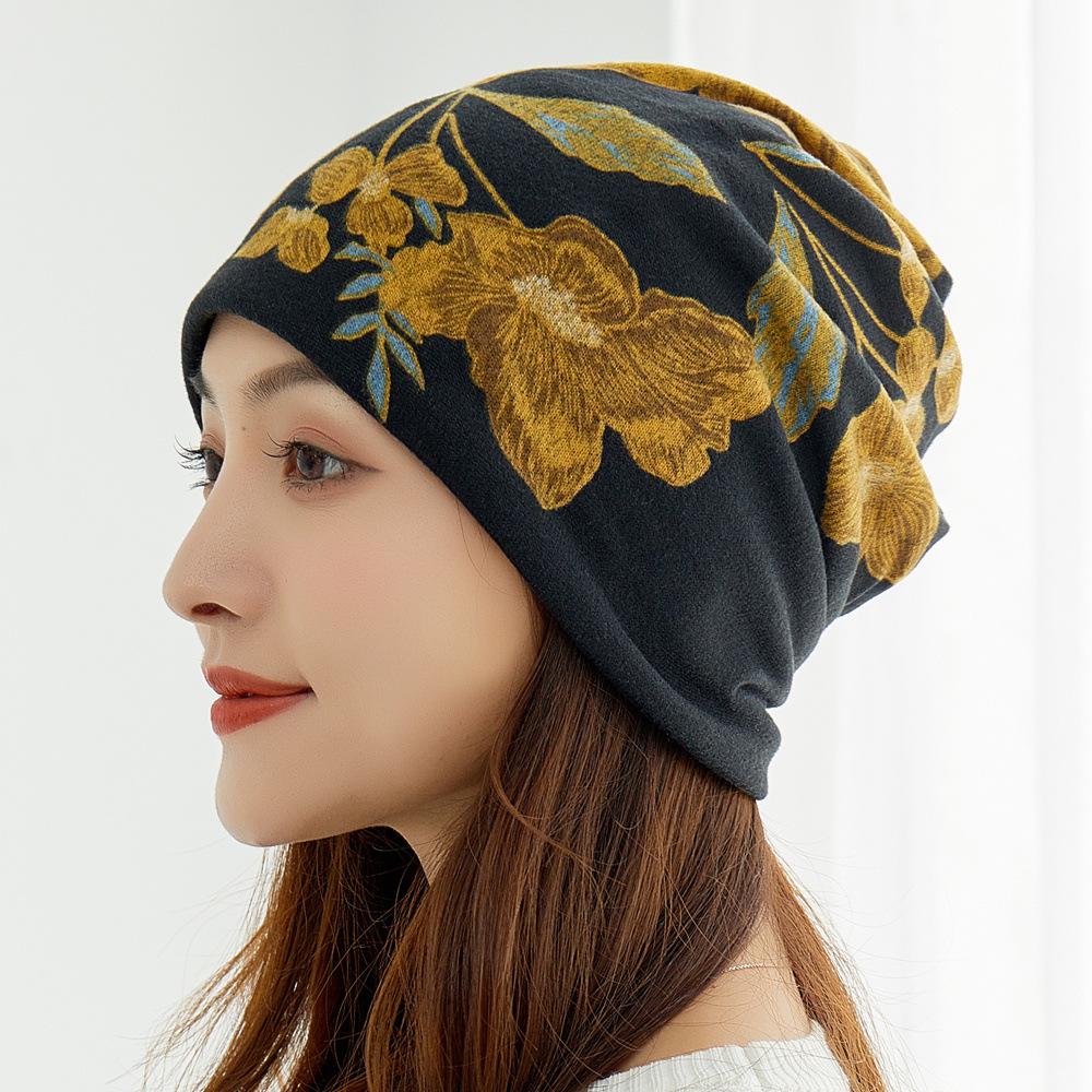 Универсальные корейские женские шапки на осень/зиму: Головной платок, баотоу, пуловер, шейный платок, принт, ворс и защитные уши