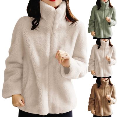 Женская повседневная мода, новый свитер на молнии, женская двухсторонняя бархатная однотонная теплая куртка с высоким воротником