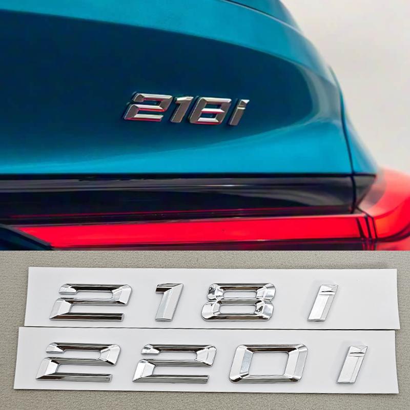 AAAOL1 3D ABS Chrome Car Letters Logo 218i 220i 230i Badge Rear Trunk Emblem Sticker For BMW 218i 220i 230i 225i F44 F45 Tail Marking