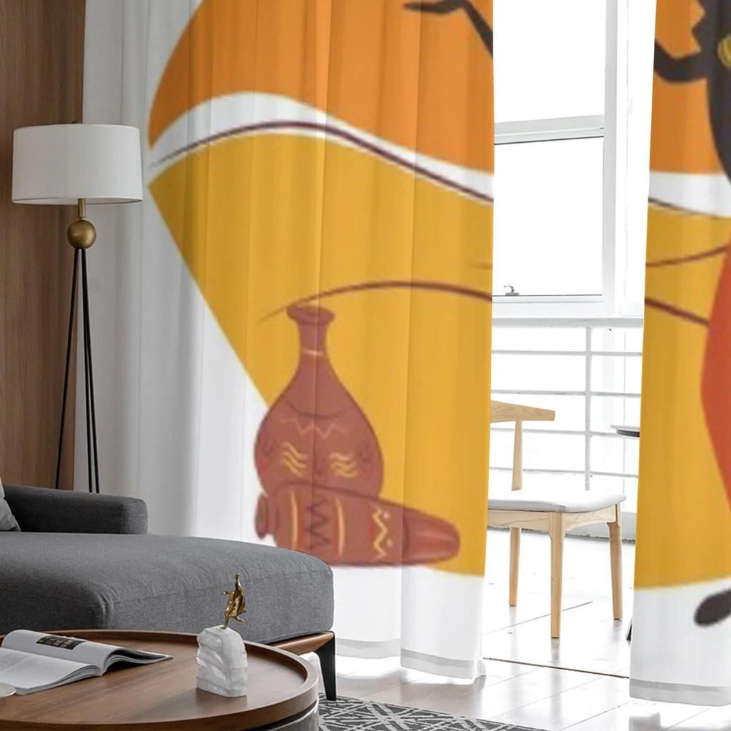 African American Woman Tulle Sheer Curtains for Living Room the Room Bedroom Kitchen Decoration Voile Organza Curtains