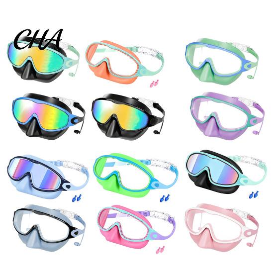 Anti-fog Swim Goggles Clip-On with Case, 180 Degrees Wide View Anti-UV Diving Practice Pool Goggles, No Leakage Anti-Fog Swimming Eyewear for Children