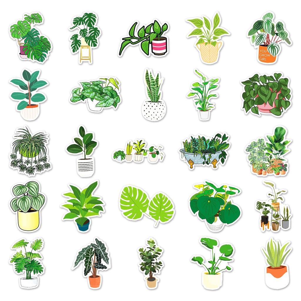 100 Cartoon Plant Trendy Stickers for DIY: Suitcase, Skateboard, Fridge, Phone Decor