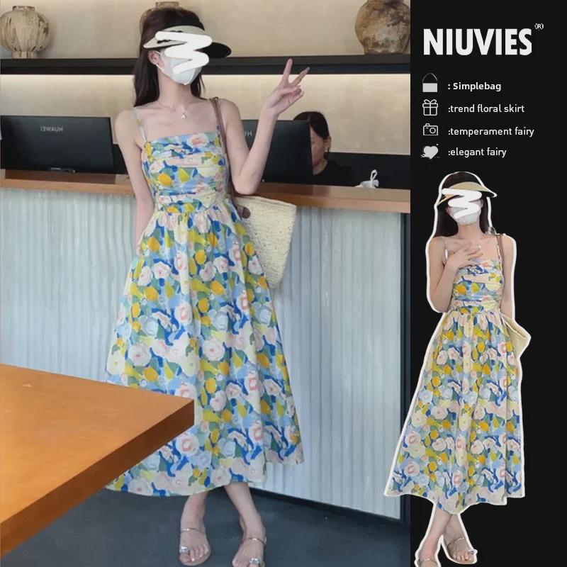 Женское облегающее платье с цветочным принтом на подтяжках - лето 2024 г.