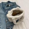 Искусственный плюшевый милый мешок-ведро Осень Зима Мягкая пушистая сумка с верхней ручкой Женская маленькая сумка-тоут Дамская повседневная сумка через плечо CLE