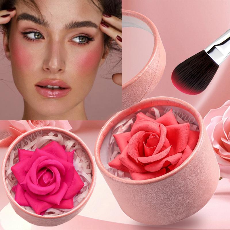 Одноцветный 3D лепестковый цветок румяна хайлайтер перламутровый Highloss Face Brightening Outline Contour Rouge Shimmer Makeup Gift