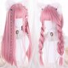 WTB Peach Pink Long Straight Synthetic Wig Female Sweet Lolita Natural Fluffy Straight Bangs Long Straight Party Cosplay Wig