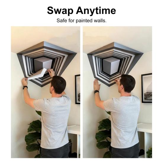 3D Угловое Настенное Искусство Оптическая Иллюзия Угловая Наклейка на Стену Большая Абстрактная Съемная Наклейка на Стену для Декора Гостиной Офиса