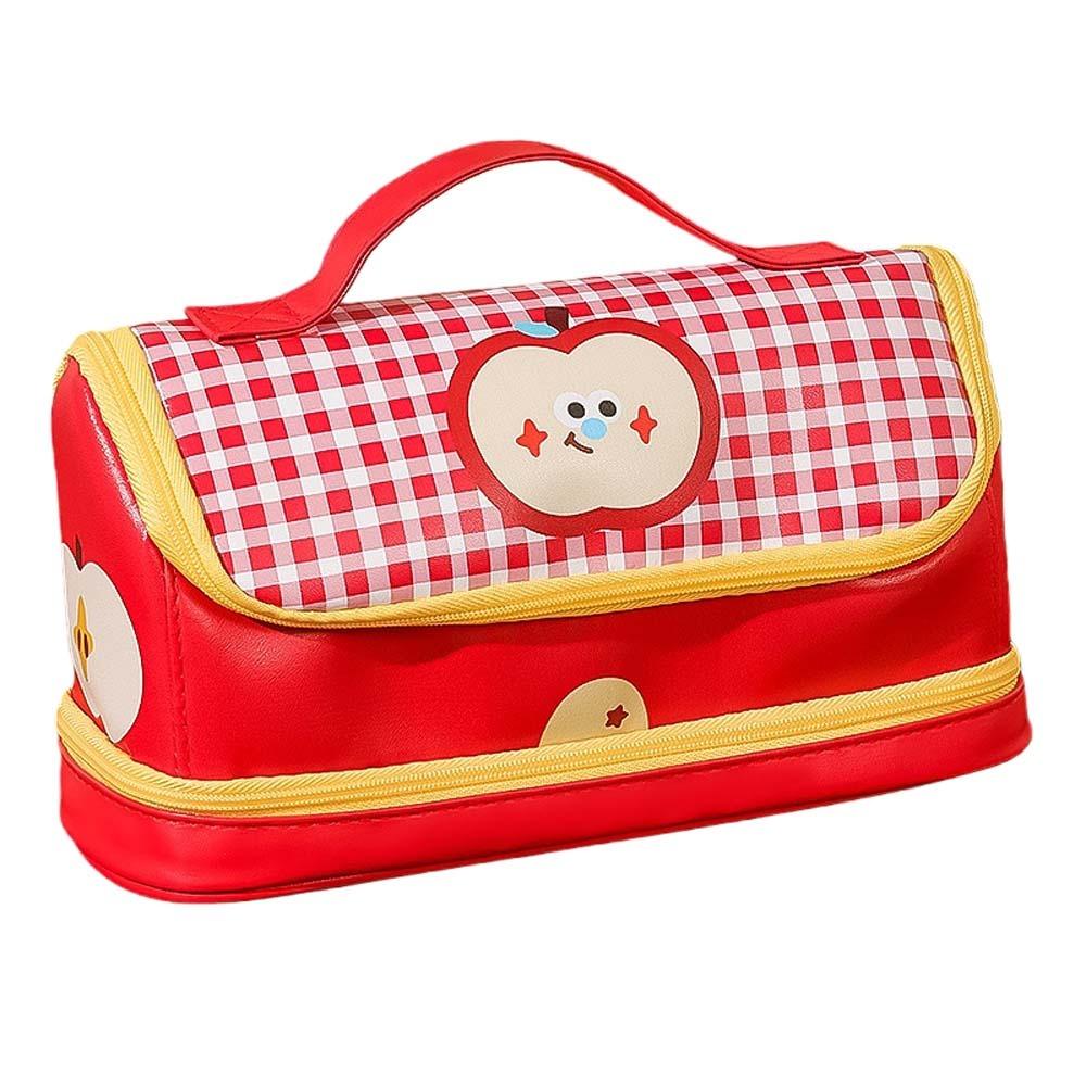 Hand-held Cartoon House Pen Bag PU Leather Waterproof Food Fruit Burger Cow PU Stationery Bag Large Capacity Big House Shape