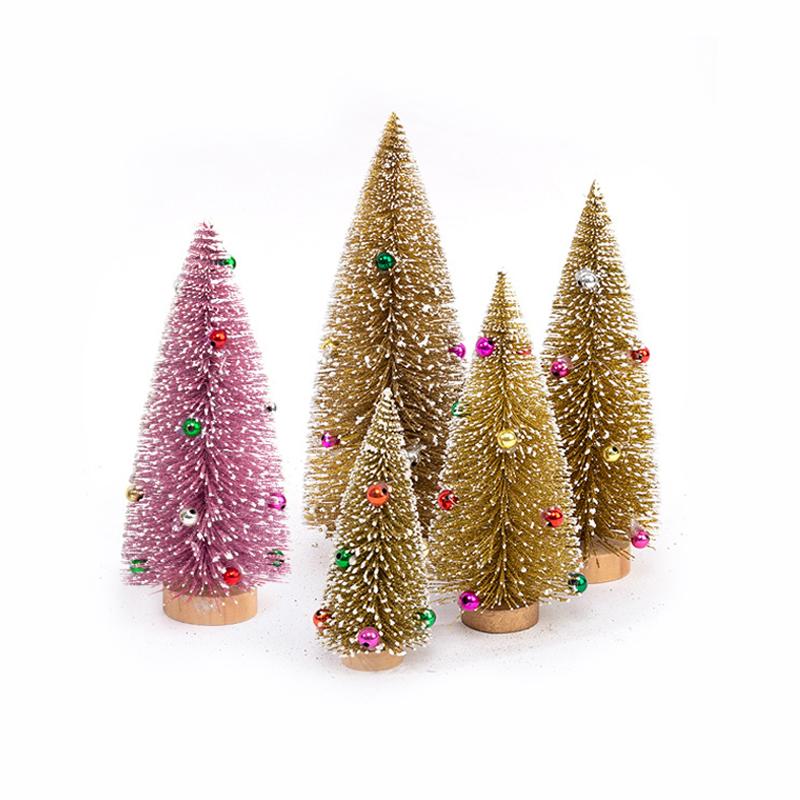 Desktop Decoration Small Pine Tree Snow Frost Colorful Pine Needle Powdered Mini Christmas Tree
