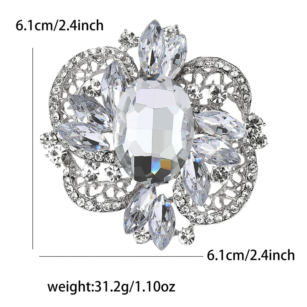 Fashion Personality Alloy Medium Glass Brooch Light Luxury Exaggerated Women'S Dress Coat Corsage Jewelry Pin