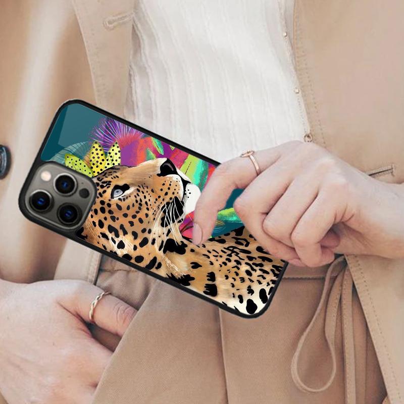Классический чехол для телефона с магнитами Леопард Тигр для APPLE iPhone 17 Air 16 14 13 12 Pro Max 15 Plus Беспроводная зарядка С крышкой MagSafe
