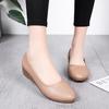 Autumn New Women's Single Shoes Wedge Heel Comfortable Pointed Doudou Shoes Middle Heel Working Mother Shoes Tide