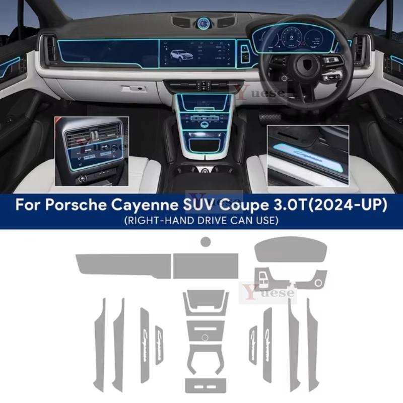 Car Interior Center Console Transparent TPU Protective Film Anti-scratch Film For Porsche Cayenne 2024 SUV Coupe 3.0T 4.0T