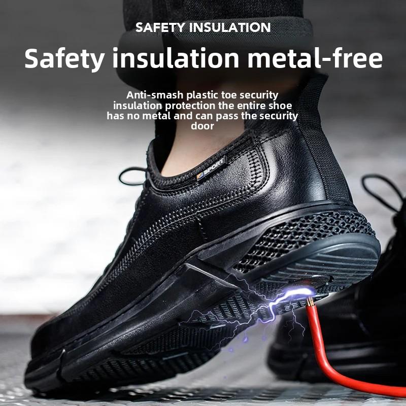 Натуральная кожа Композитный подносок Утепление Мужская обувь для защиты труда Не содержащая металла Неразрушимая Нескользящая Безопасная рабочая обувь