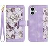 For iPhone 17 Case PU Leather Floral Phone Cover with Card Slots