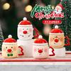 Creative High-Value Christmas Ceramic Cup With Lid Household Cute Couple Gift Water Cup Souvenir