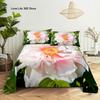 Pink Rose Bed Sheet Sets 3D Print Flowers Flat Soft Cover For Women Kids Girls King Queen Full Twin Size Linen Room Decor
