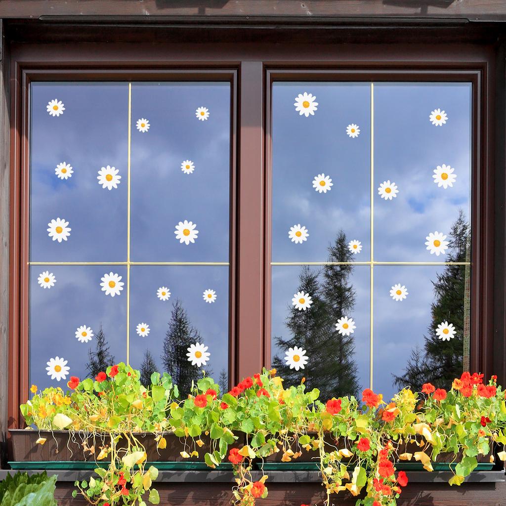 Daisy Window Glass Stickers, Fresh Floral Window and Door Decorative Stickers, Home Beautification and Decoration