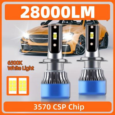 Roadsun 2 шт. Светодиодные лампы H7 нового дизайна сверхяркие 28000 лм 180 Вт 6500K белые лампы чипы 3570 CSP с охлаждающим вентилятором Plug-N-Play