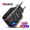 VAORLO 28W Charger Glowing Charging Port Double USB 3.0 Fast Charge For Data Cable EU US Charger Quickly