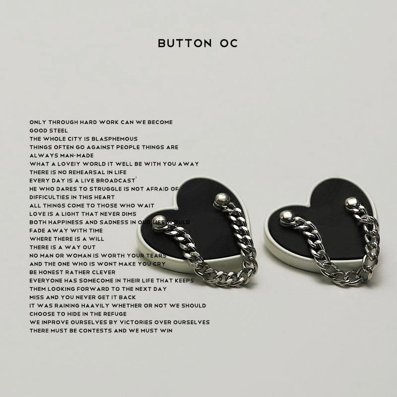 5Pcs Xiaoxiang Celebrity Chain Love Button Black Metal Button Suit Jacket Leather Coat Decorative Button