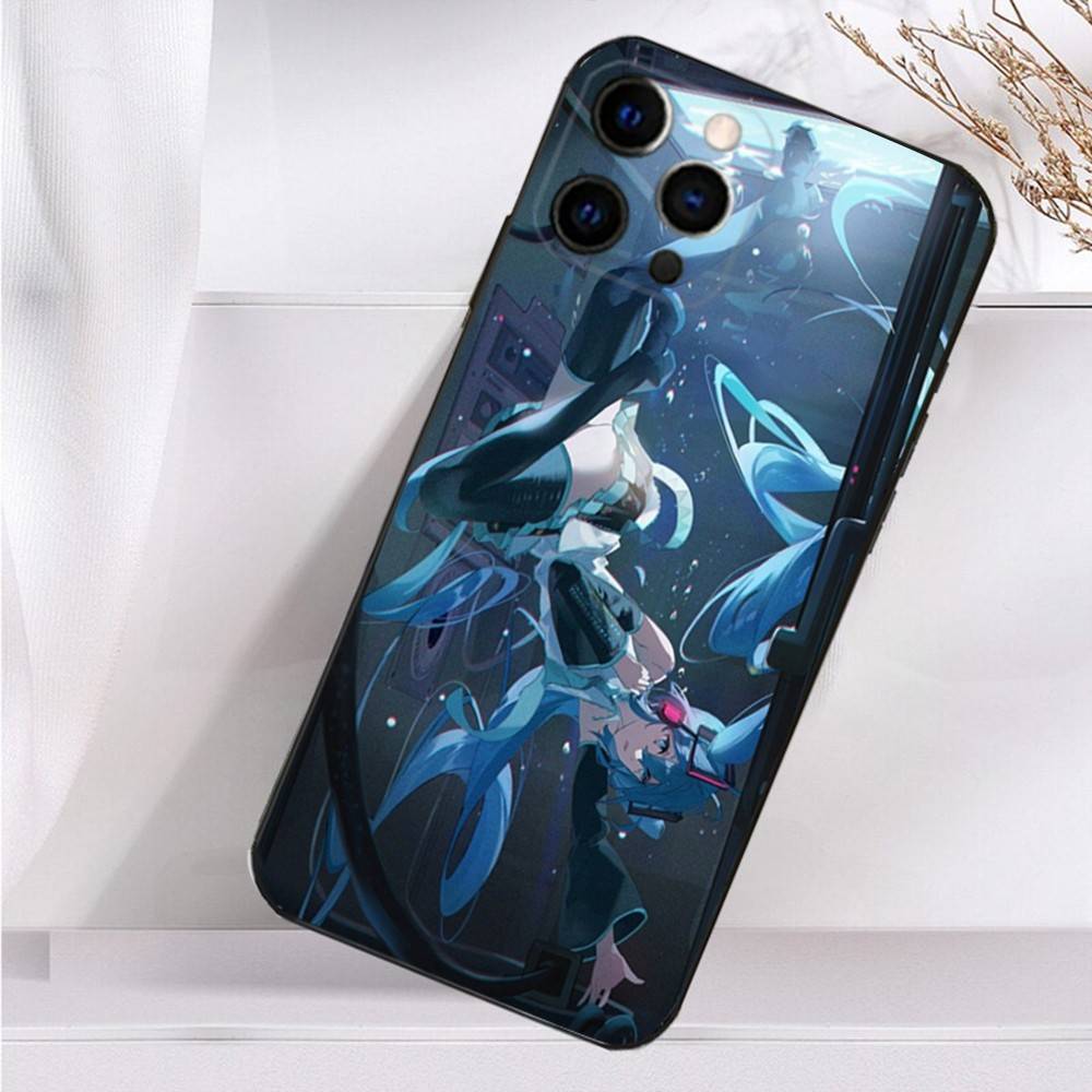 Cute H-Hatsune M-Mikus Phone Case For iPhone 16,15,14,13,12,11 Plus,Pro Max,XS,X,XR,SE,Mini,8,7 Soft Silicone Black Cover