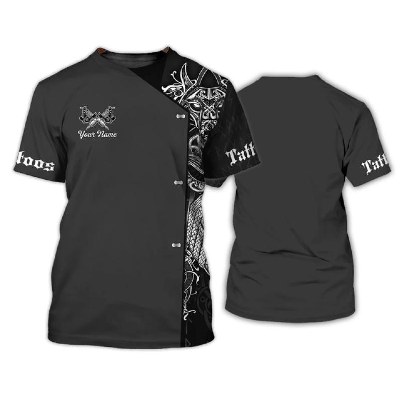 Футболка для мужчин с забавной татуировкой в ​​стиле Харадзюку, уличная одежда для отдыха, большие топы с короткими рукавами и круглым вырезом, модные трендовые футболки с принтом на заказ