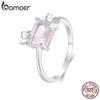 Bamoer из стерлингового серебра 925 пробы, эффектное кольцо с цветком, нежное кольцо на палец с квадратным камнем для женщин, вечерние ювелирные изделия на день рождения, подарок
