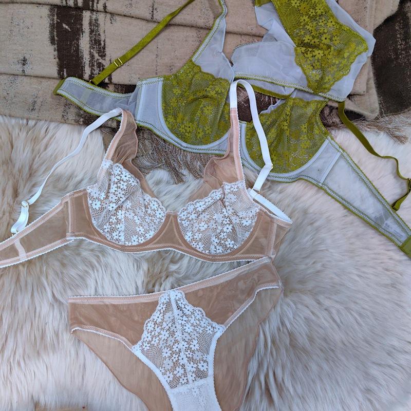 Винтажный комплект нижнего белья Splice, сексуальный, ультратонкий, кружевной, с вышивкой, с бюстгальтером, женский, дышащий, нижнее белье, французское, романтическое