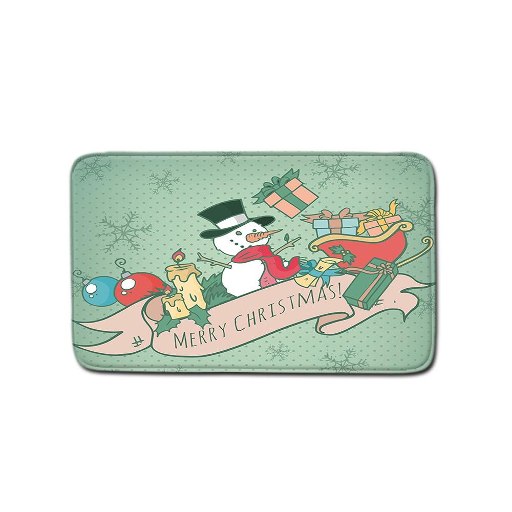 Christmas Shower Curtain Floor Mat Combination Four-Piece Bathroom Non-Slip Door Mat Foot Mat Bedroom Living Room Carpet