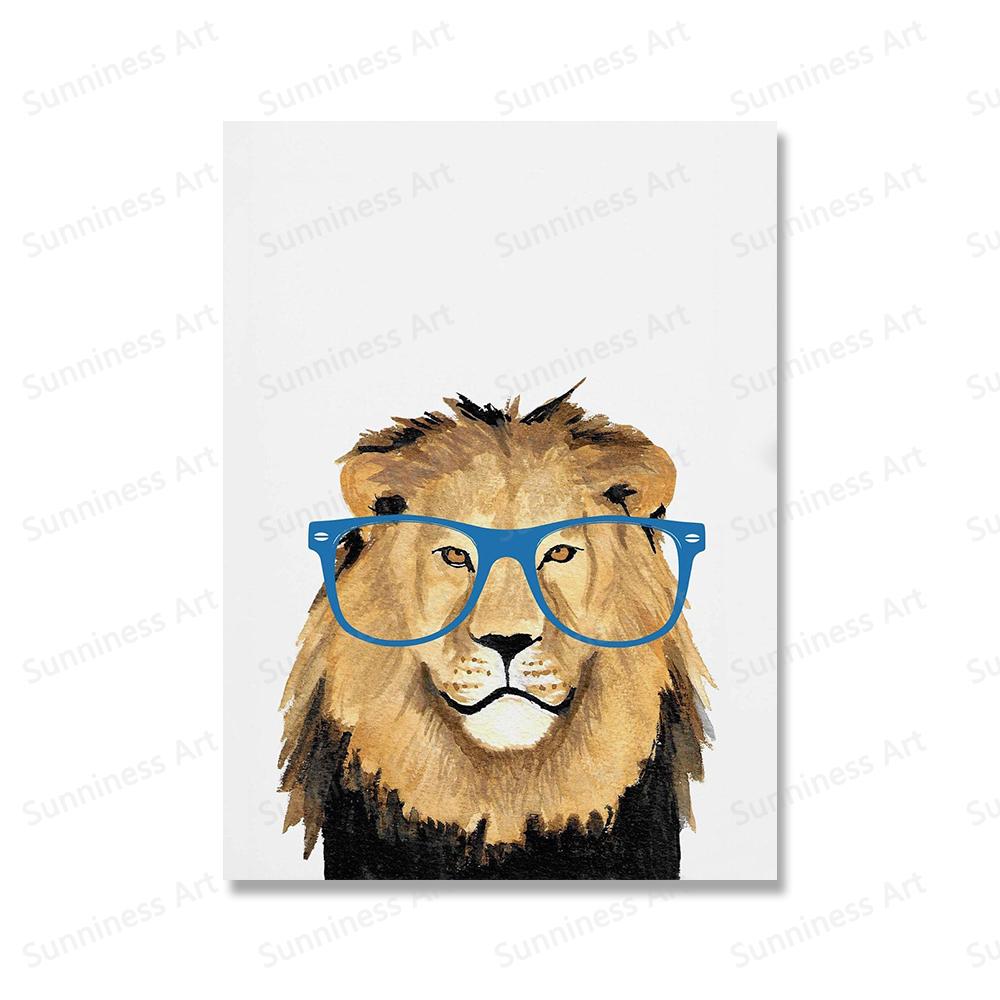 Сафари детеныши животных лев зебра в очках постеры холст картина детская настенная живопись печать детская комната фотографии скандинавский детский декор