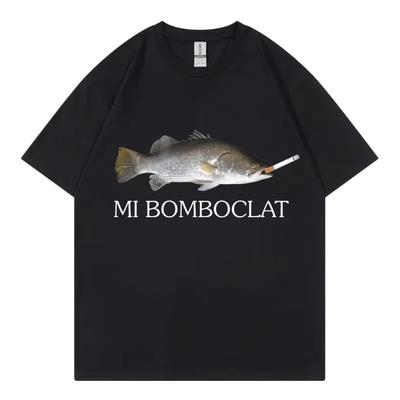 Funny Bomboclat Fish Meme T-shirt High Street Trend Y2k Short Sleeve T-shirts Men Women Harajuku Vintage T Shirts