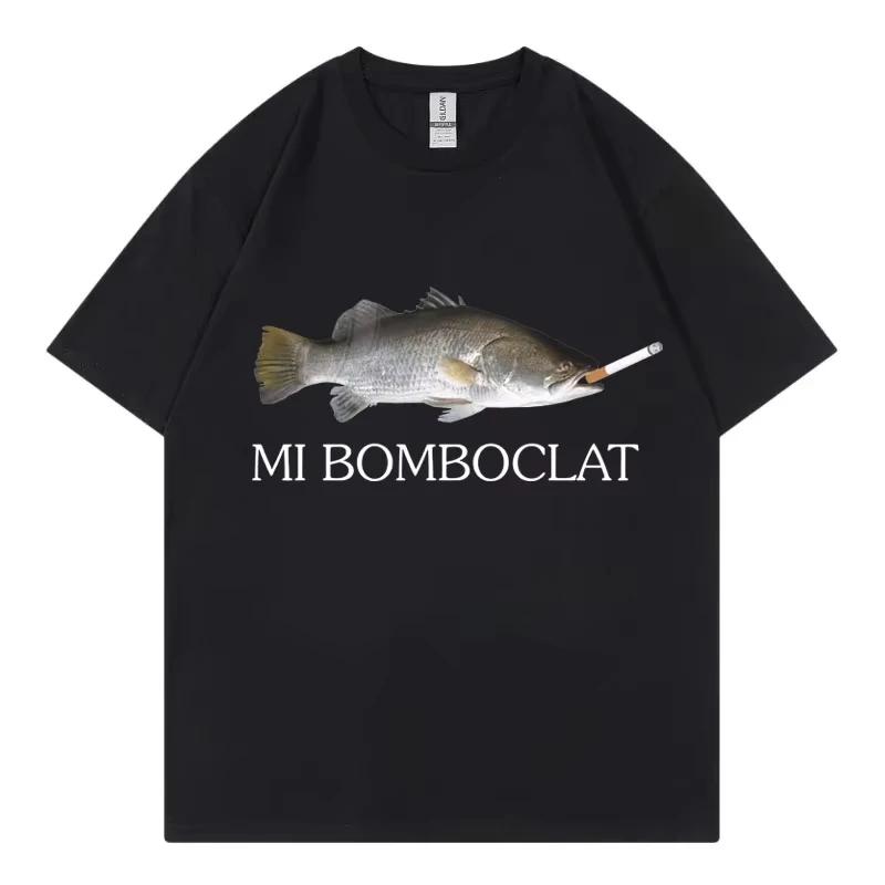 Funny Bomboclat Fish Meme Tshirt High Street Fashion Trend Y2k Short Sleeve Tshirts Unisex Unisex Harajuku Vintage Style T Shirts